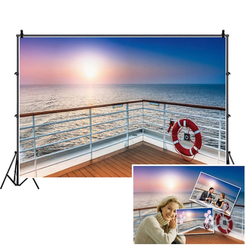 DASHAN 6x4ft Vinyl Ocean Cruise Ship Backdrop Summer Sea Cruise Nautical Birthday Baby Shower Party Travel Cruise Theme Photography Background Tropical Bridal Shower Marine Sailor YouTube Photo Props - Image 1